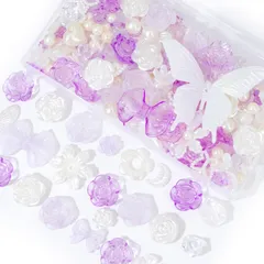 【人気商品】アクセサリー セット 薔薇 デコレーション 可愛い パール 素材 貝殻 デコ デコ フラワー パーツ リボン パーツ パーツ 蝶 ハンドメイド 手芸 氷ビーズ ビーズ バラ ビーズ 硬質ケース ゴールドライン アクリルビーズ クリア デコパーツ デ