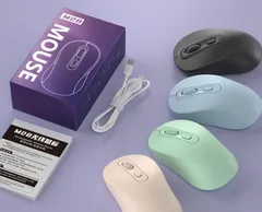 マウス ワイヤレスマウス コンピュータマウス ラップトップゲーム用 Bluetooth 充電式 人間工学に基づいたマウス ポインティングデバイス 光電 2.4GHz デュアルモードのサムネイル