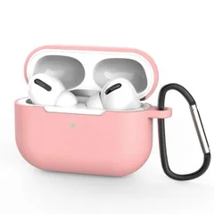 AirPods Pro シリコンケース ピンク エアーポッズプロ カラビナ付