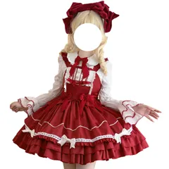 新品 [ＸＨＳＵＫＡＤＯ] ロリータ ジャンパースカート JSK ゴスロリ アイドル 衣装 コスプレ レディース かわいい 大人 女の子 仮装 ドレス トップス 春 秋 冬 夏 リボン付き フリル レース ハートボタン 学園祭 文化祭 イベント お嬢様