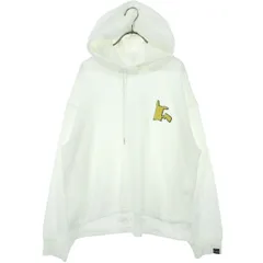 美品 GU ジーユー ポケモンコラボ キャラクターワッペン 長袖 パーカー XL ホワイト ピカチュー レディース 古着