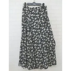 ◇ FREAK'S STORE フリークスストア 花柄 フラワー ロング フレア スカート サイズ縦S/横L ブラック ホワイト レディース  【1206100009526】のサムネイル