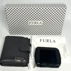 ★M33 FURLA フルラ 財布 2点セット レザー 二つ折り財布 ラウンドジップ コインケース グレー ブラック ブランド小物 K160889
