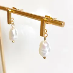 【No.01】淡水パール×バーピアスGD