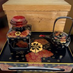 140 骨董 アンティーク 花紋陶器製蓋付椀 3点組 小振り 幕末 明治 希少
