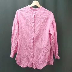 ◇ AMERICAN HOLIC アメリカン ホリック バンドカラー フロントボタン 長袖 ブラウス サイズM ピンク レディース E  【1309040097223】