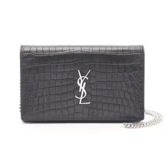 ✨希少　付属品完備✨サンローラン　長財布　チェーンウォレット　クロコ　カサンドラ カサンドラ チェーン ウォレット ブラック 黒[743346AABVP1000