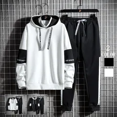 スウェット パーカー 上下セット ジャージ メンズ  トレーニングウェア スポーツウェア ランニングウェア 無地 カジュアル スポーツ アウター ズボン knitted01 5