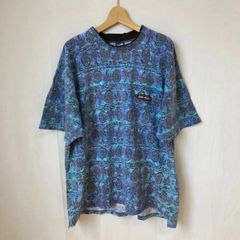 Local Motion ローカルモーション コットン Tシャツ ダブルネック レイヤード 重ね着風 総柄 アメリカ製 USA M