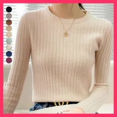 【スタッフおすすめ！】 リブニットトップス 長袖リブカットソー 重ね着ニットソー黒/ニットセーター薄手/ニットウエア春秋冬 クルーネック ニットカットソー ベーシ おすすめ おしゃれ　かわいい　人気 2YTONG-014