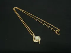 ■美品■ NINA RICCI ニナリッチ パール ラインストーン ネックレス ペンダント アクセサリー レディース ゴールド系 DG9145