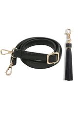 【特価】[YINKE] ショルダー ストラップ 70-130cm 調節可能 PU レザー ショルダー紐 持ち手 バッグ用 付け替え ライチ粒 修理 交換用 持ち手ストラップ ショルダースト 黒 (広い2cm 金バックル)