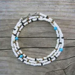 55cm 白 ネイティブカラー ビーズネックレス メンズ レディース ネックレス