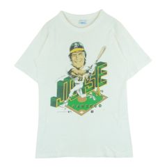 ヴィンテージ VINTAGE Oakland As Athletics Jose Canseco Caricature ヴィンテージ ホゼカンセコ ベースボール 半袖 プリント Tシャツ オフホワイト系 M【中古】