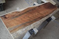 アウトレット ケヤキ(欅)の一枚板 長さ約108cm 幅約41～34cm 厚さ約4.3cm DIY用 Z141