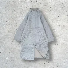 90s 00s ヴィンテージ adidas パフォーマンスロゴ 中綿入り 裏フリース フード収納 ナイロン ベンチコート M