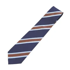 ネクタイ 丹後ジャガード織り シルク 高級 UMBERT ROSSI 日本製 (ネイビー×茶) レジメンタルストライプ