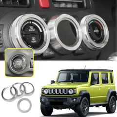 k様用ジムニーウォルナット製エアコンダイヤルリングとエンジンスタートボタンリング ジムニー JIMNY エアコンダイヤルカバー＋エンジンスタート
