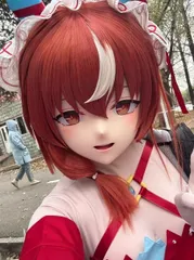 ★即納 全頭マスク カツラ付き NO.645 マスク ドール ヘッドロリータ人形 コスプレ 仮装 変装 着ぐるみ コスチューム kigurumi