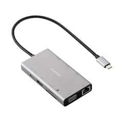【新着商品】エレコム USB-C ハブ ドッキングステーション 10in1 3画面同時出力（2画面拡張）デュアルディスプレイ対応 HDMI 4K/30Hz VGA USB PD対応 グレー DST-W15