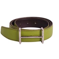 美品 エルメス HERMES ベルト レザーベルト Hロゴ レザー メンズ フラ