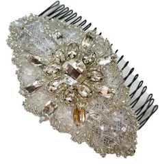 ヘッドドレス ビジュー ウエディング ブライダル ボンネ ヘッドアクセサリー ヘアアクセサリー 髪飾り 二次会 パーティー 演奏会 発表会 コーム [N36]