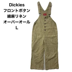 Dickies　ディッキーズ　サロペット　オーバーオール　フロントボタン　綿麻リネン　L
