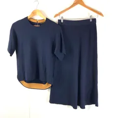 バンヤードストーム BARNYARDSTORM セットアップ ニット 半袖 フレアスカート リブ ネイビー 0サイズ 844453