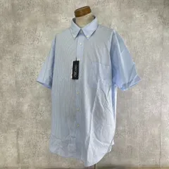 新品タグ付き OXFORD SHIRTMAKERS ストライプ ワイシャツ XLサイズ 48343 ライトブルーXホワイトストライプ 半袖 メンズ オックスフォード/54693在★