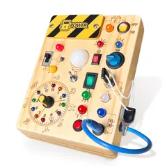 Iabedi ビジーボード モンテッソーリおもちゃ 1~3歳用 木製幼児用おもちゃ 感覚旅行おもちゃ 1歳以上の男の子への理想的なギフト (ビジーボードプラスV2)