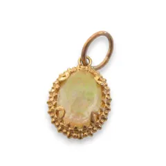 美品 agete アガット K10 リバーシブル オパール ネックレスチャーム ペンダントトップ アクセサリー ゴールド系 レディース 古着 中古 USED