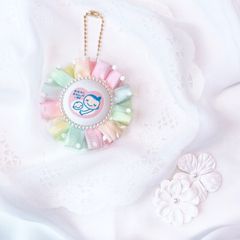 ハンドメイド　両面マタニティマーク　チュールロゼット　レインボー　完成品