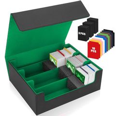 HIMOMO デッキケース 大容量(3列)、マグネットローダー トレカケース用 ケース PU レザー 縦型ゲームカードボックス、5つの仕切り付きトレカケース デッキケース カード PUレザー ストレージボックス カードケース トレーディングカードゲーム、高 1