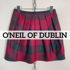 アイルランド製 O'NEIL of DUBLIN タータンチェック プリーツミニスカート ウール オニールオブダブリン US6 Mサイズ程度 レッド系