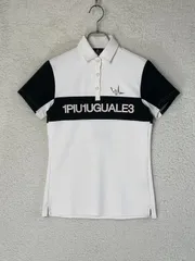 未使用 1PIU1UGUALE3　GOLF 2 ブラック×ホワイト CHEST SWITCHED S/S POLO　バイカラーロゴ