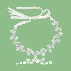 結婚式 ヘアアクセサリー 花冠 クリスタルビーズ ヘッドドレス ホワイト リボン 花かんむり パール 花 髪飾り サムコス