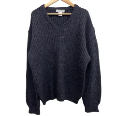 バーニーズニューヨーク BARNEYS NEW YORK Vネックニット セーター 長袖  ウールアルパカ混 M相当 ブラック グレー系のサムネイル