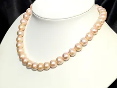 特売セール　稀少な天然色のピンクカラーが魅力的なビックサイズの湖水パールネックレスを如何ですか！１０mm－１１ｍｍ前後