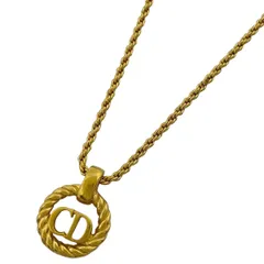 【在庫一掃】 クリスチャンディオール Christian Dior ロゴ ネックレス CD ラウンド ネックレス GP ゴールド レディース 【中古】