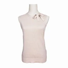 Brooks Brothers ブルックスブラザーズ ボウタイリボン リネン ニット カットソー ノースリーブ XS ピンク レディース 【中古】