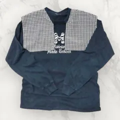 古着 デザイン 一点もの スウェット 付け襟 ギンガム チェック スウェット Mサイズ トレーナー/スウェット ヴィンテージ    800 p10/