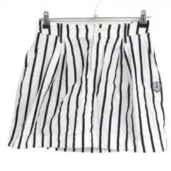 【美品】パーリーゲイツ スカート 白×ネイビー ストライプ コットン100％ レディース 0 ゴルフウェア PEARLY GATES