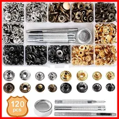 【在庫処分】詰め合わせ 4色ト（ゴールド・シルバー・古銅色・ガンメタル） ケース付 ホック ホック ホック打ち工具 ＆ 4種類 パーツ パーツ 工具 布革細工 両面 12mm 服装 丸形 ボタン 帽子 ボタン 打ち台 カバン 打ち具 穴あけ 靴 ベルト バッグ