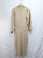 ◇ MOUSSY マウジー リブニット きれいめ 長袖 ロング丈 ワンピース サイズF ブラウン系 レディース P  【1405090004140】