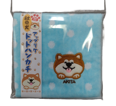 秋田限定🌟秋田犬アップリケドットハンカチ🌟みずいろ🌟あきたいぬ