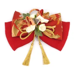 髪飾り 赤 リボン つまみ細工 組紐 ちりめん 縮緬 成人式 花 和風 浴衣 着物 振袖 袴 ドレス 七五三 子供 結婚式 卒業式 入学式 送料無料 ヘアコーム ヘアアクセサリー 髪留め 日本製 W 45 294-265 u913　Si