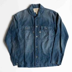 【美品】RRL【インディゴ モールスキン アーミージャケット】S コットン×リネン ダブルアールエル 25050511