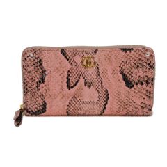 GUCCI グッチ ダブルG ジップアラウンドウォレット スネーク GGマーモント ラウンドファスナー マチ付き コンパートメント 札入れ カードケース コインケース ロングジップウォレット エキゾチック パイソン ピンク 長財布 456117