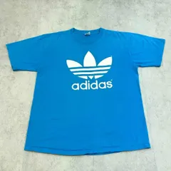 アディダス　80s　USA製　トレフォイルロゴ　Tシャツ　古着　ライトブルー　L