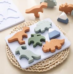 ダイナソー 型はめパズル 恐竜ブロック パズル シリコン製 やわらか 持ち運び便利 男の子 おもちゃ